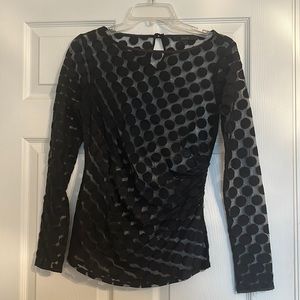 Coast Sheer Black Polka Dot Long Sleeve Blouse Sz S